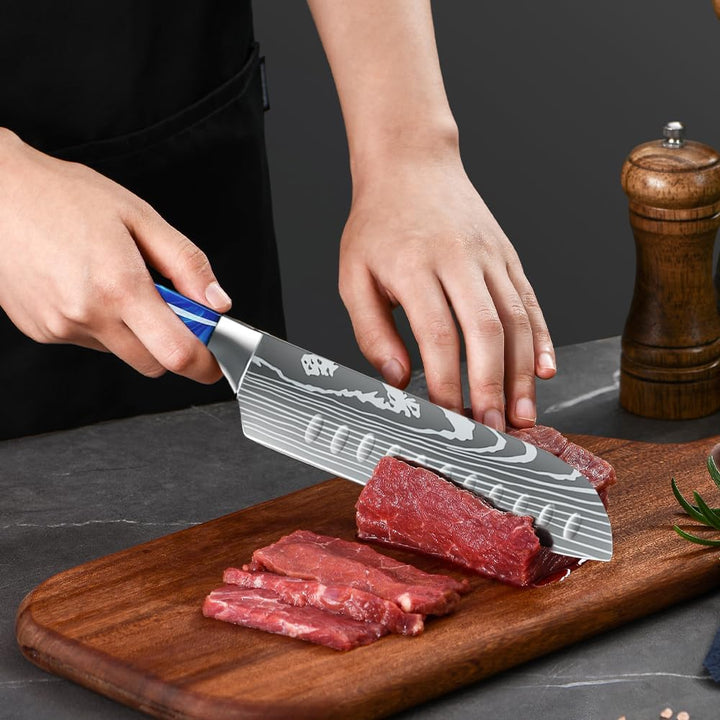 MDHAND Küchenmesser, Kochmesser Universalmesser 18cm Santoku Messer Küchenmesser Scharfe aus Deutsch