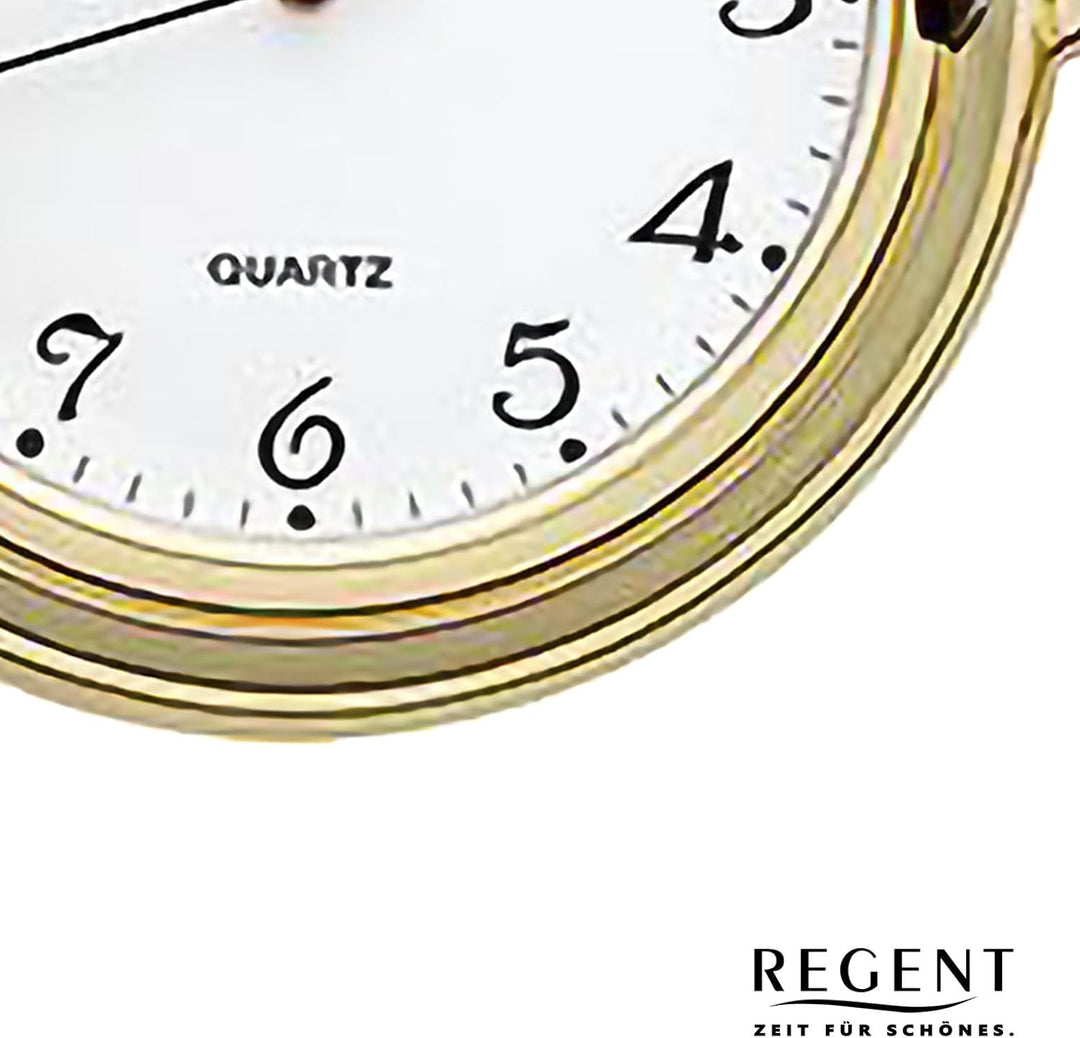 REGENT Herren Taschenuhr Savonnette Klappdeckel 47 MM Quarz Weisses Zifferblatt Arabische Zahlen P-7
