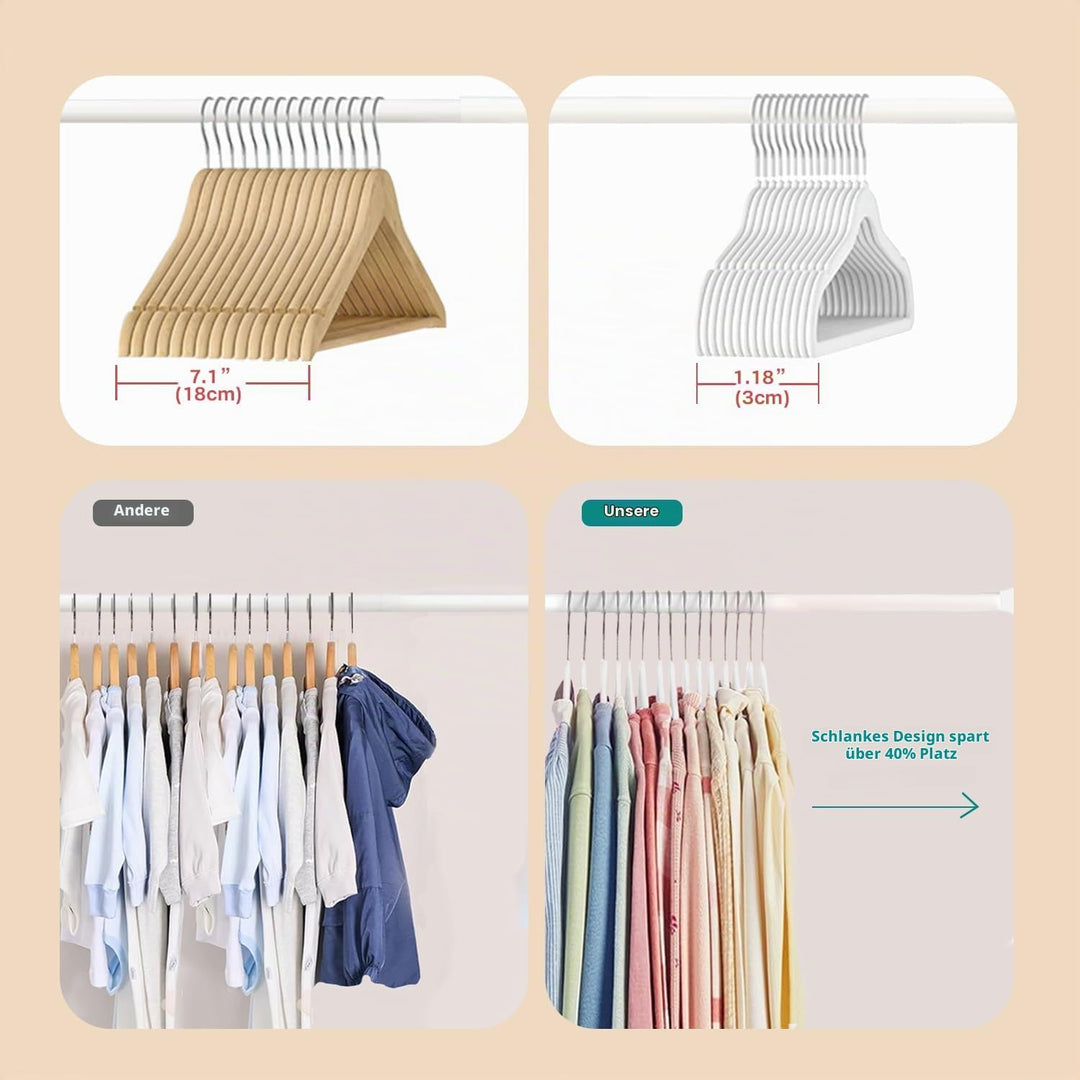 Wellong Kleiderbügel für Kinder, 35 cm Kinderkleiderbügel aus Samt, rutschfeste Kleiderbügel mit 360