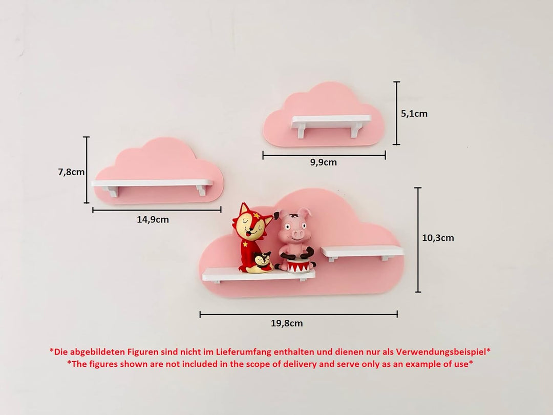 3er Wolken-Set Rosa passend/Kompatibel für die Toniebox Toniefiguren