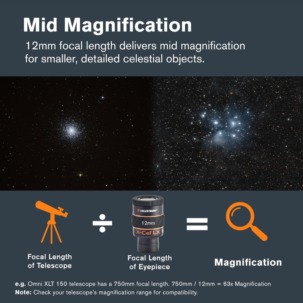 Celestron X-Cel LX Serie – 1,25'' Okular, 12 mm, 12 mm