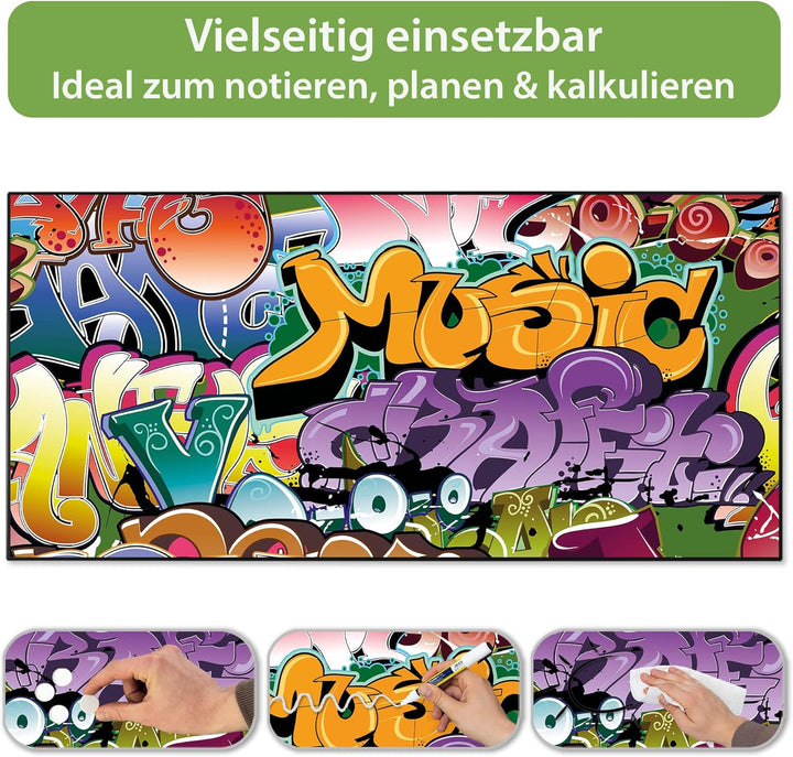 banjado Magnettafel schwarz 78 x 37cm / Magnetwand Metall/Magnetpinnwand als Memoboard/Pinnwand Magn