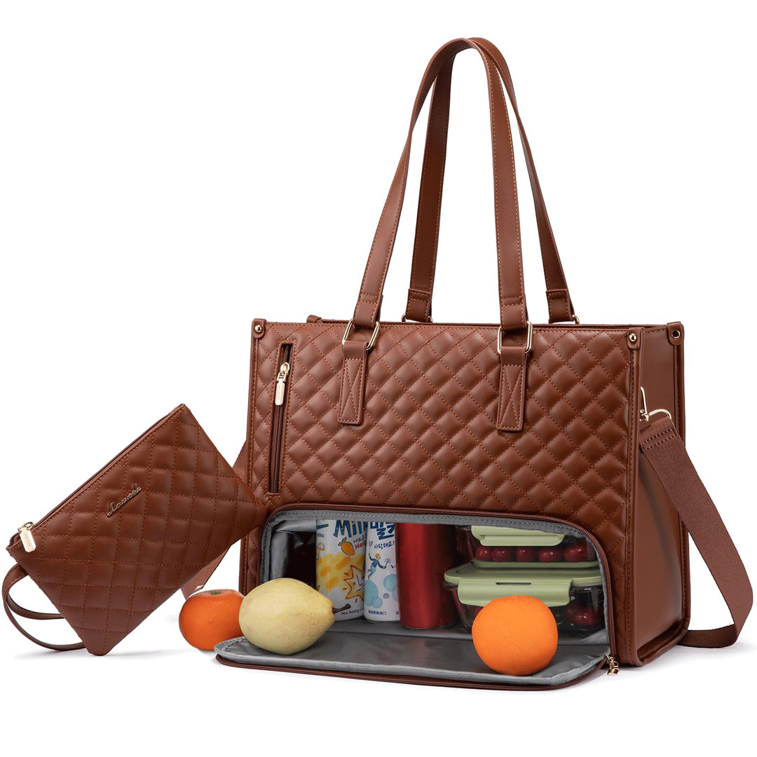 LOVEVOOK Laptoptasche Damen mit Isolierted Lunch-Fach, 15,6 Zoll Laptop Handtasche, Arbeitstasche Le