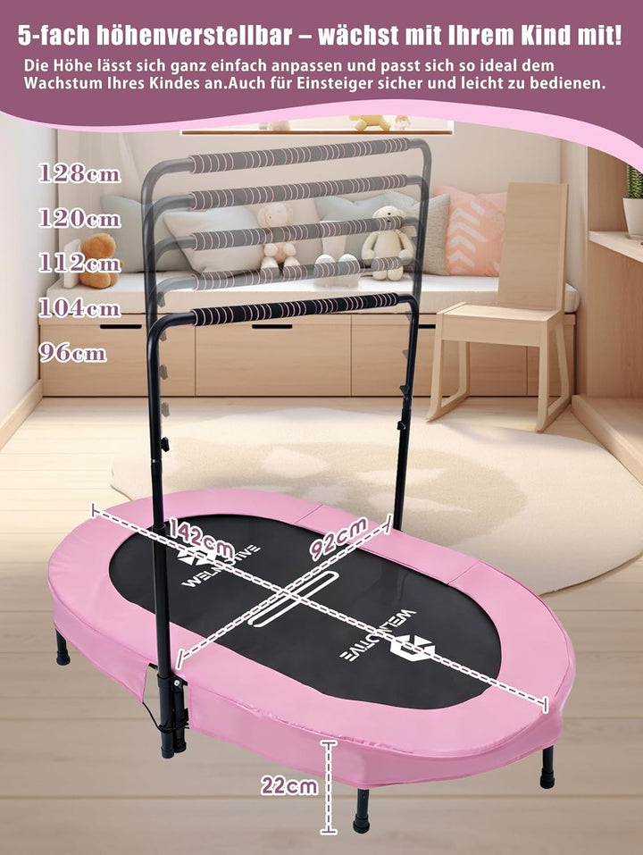 Ovales Indoor Trampolin für 2 Personen geräuscharm belastbar bis 150kg Ideal für Kinder &amp; Erwachsene
