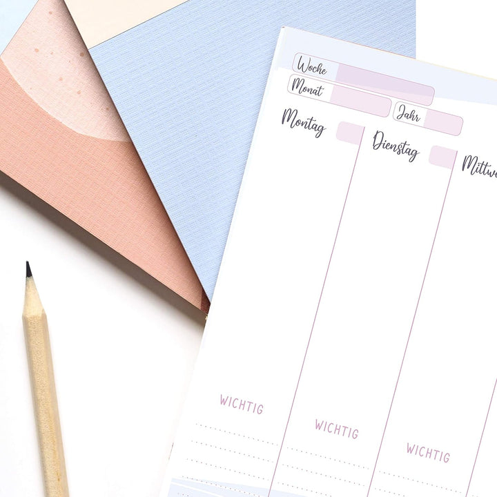 PACKLIST Wochenplaner + Monatsplaner Block A4 ohne Festes Datum. Terminplaner, Familienplaner mit Mo