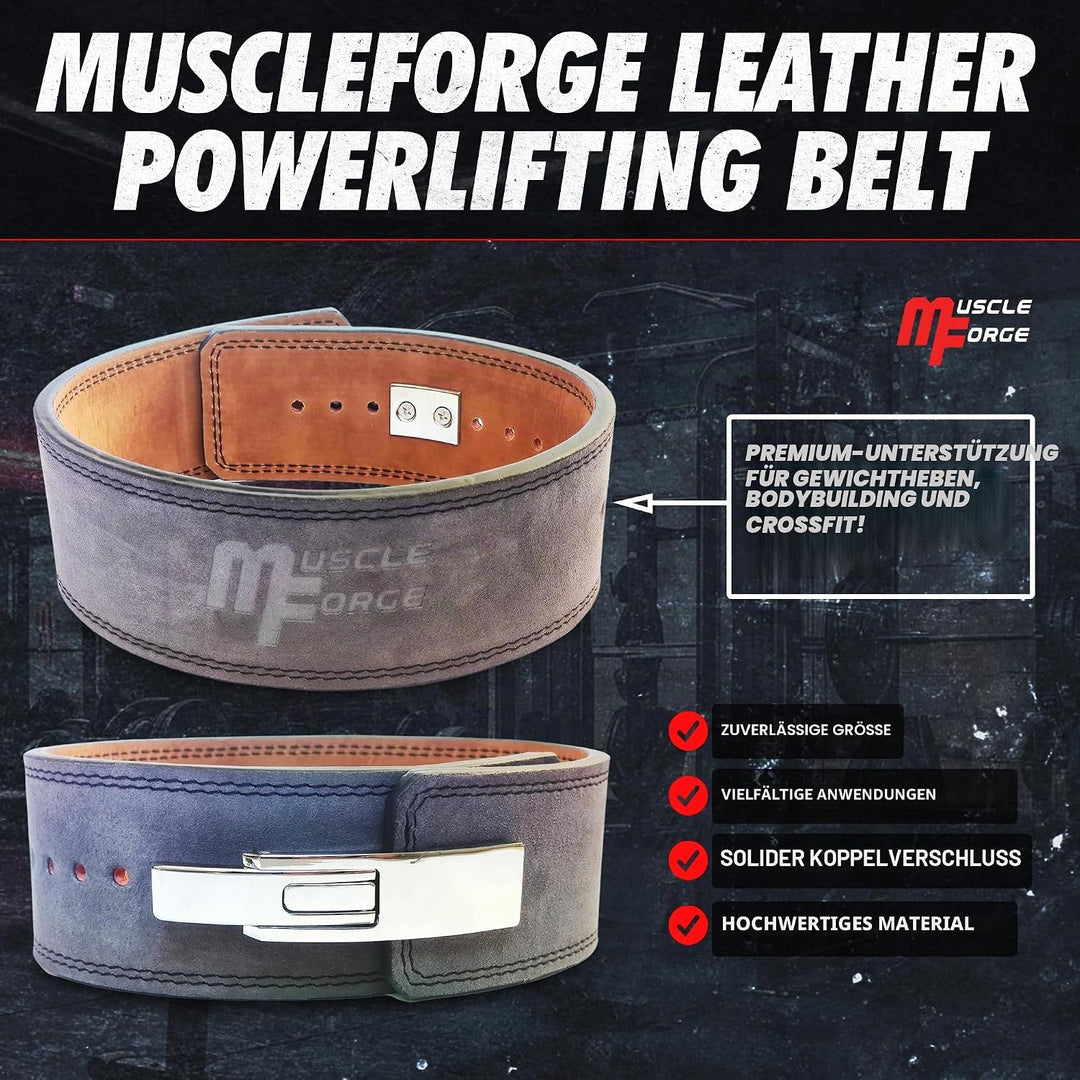 Leder Powerlifting Gürtel mit Stahlschnalle - Gewichthebergürtel für Powerlifting, Weightlifting Bel