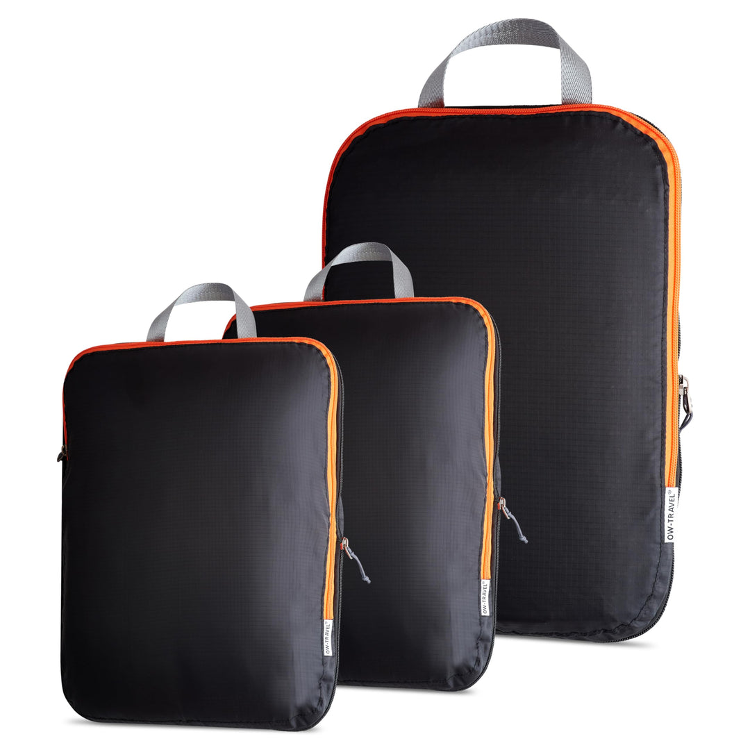 OW-Travel Einfach zu Organisierende Packwürfel Kompression für Koffer. 2 Mittlere 1 Grosse Koffer Or