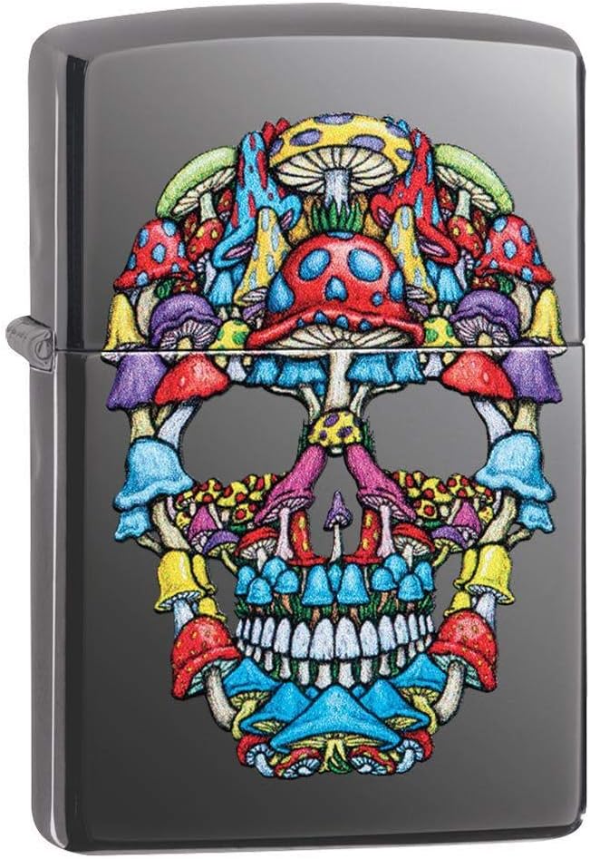 ZIPPO – Totenkopf Design, Color Image, Black Ice – Sturmfeuerzeug, nachfüllbar, in hochwertiger Gesc