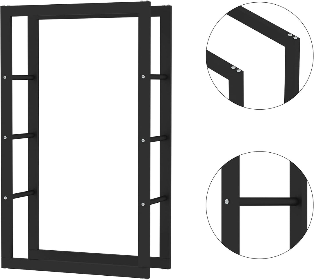 SCHMIDT security tools Kaminholzregal 60x25x100cm Stahl Schwarz Brennholzregal Holzstapelhilfe Holzu