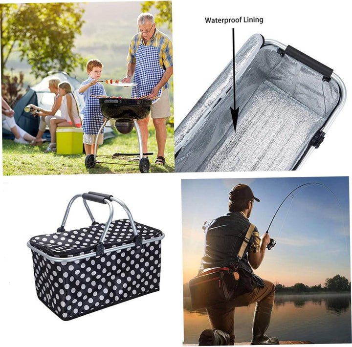 Isotherme Lunchtasche, Picknickkorb, tragbar, faltbar, Oxford-Stoff, grosses Fassungsvermögen, isoli