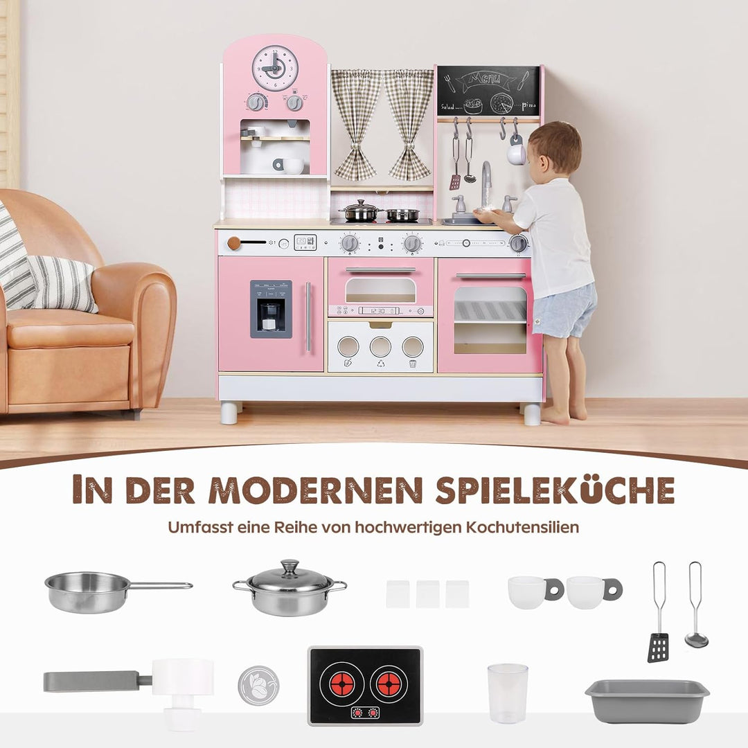 Kinderküchen-Spielset, höhenverstellbar, mit verschiedenen Küchenzubehörteilen, ideales Rollenspiel-
