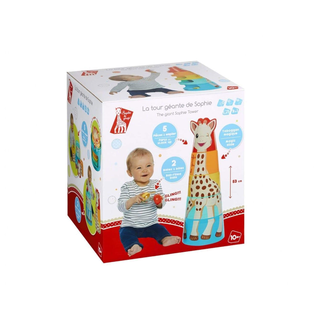 Sophie la Girafe – Riesenturm 3-in-1 – Ab 10 Monaten – Bau-Puzzle und Kugelbahn – Fördert Geschickli