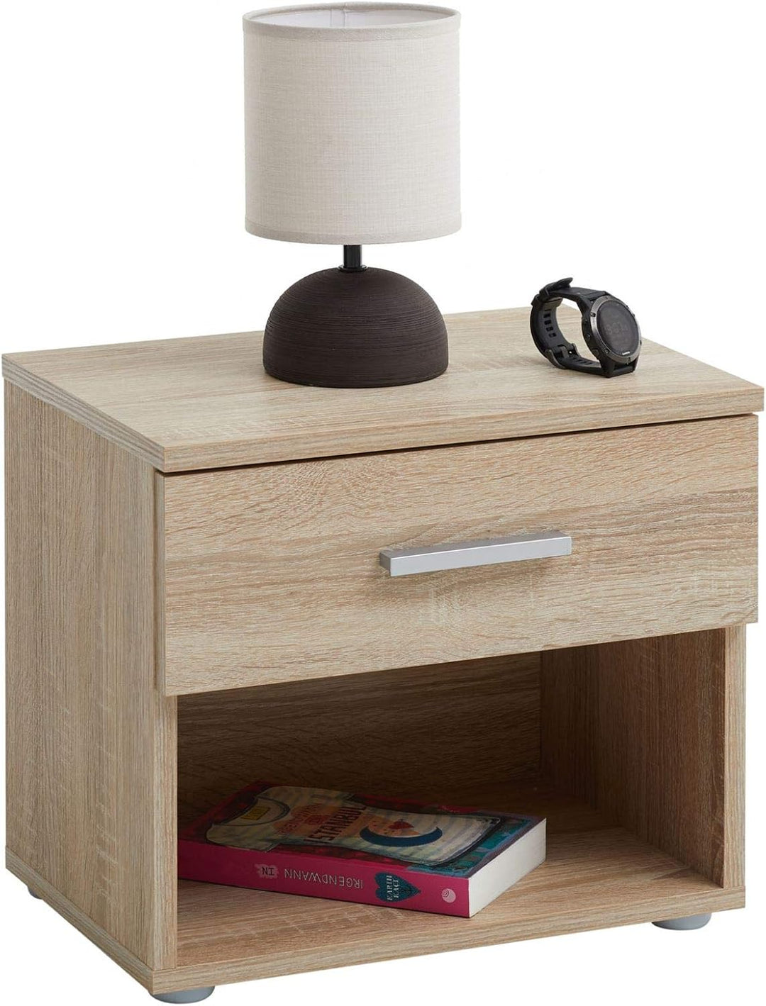 CARO-Möbel Nachttisch Nachtschrank Nachtkommode Mary Sonoma Eiche, 42 x 38 x 30 cm, mit Schublade un