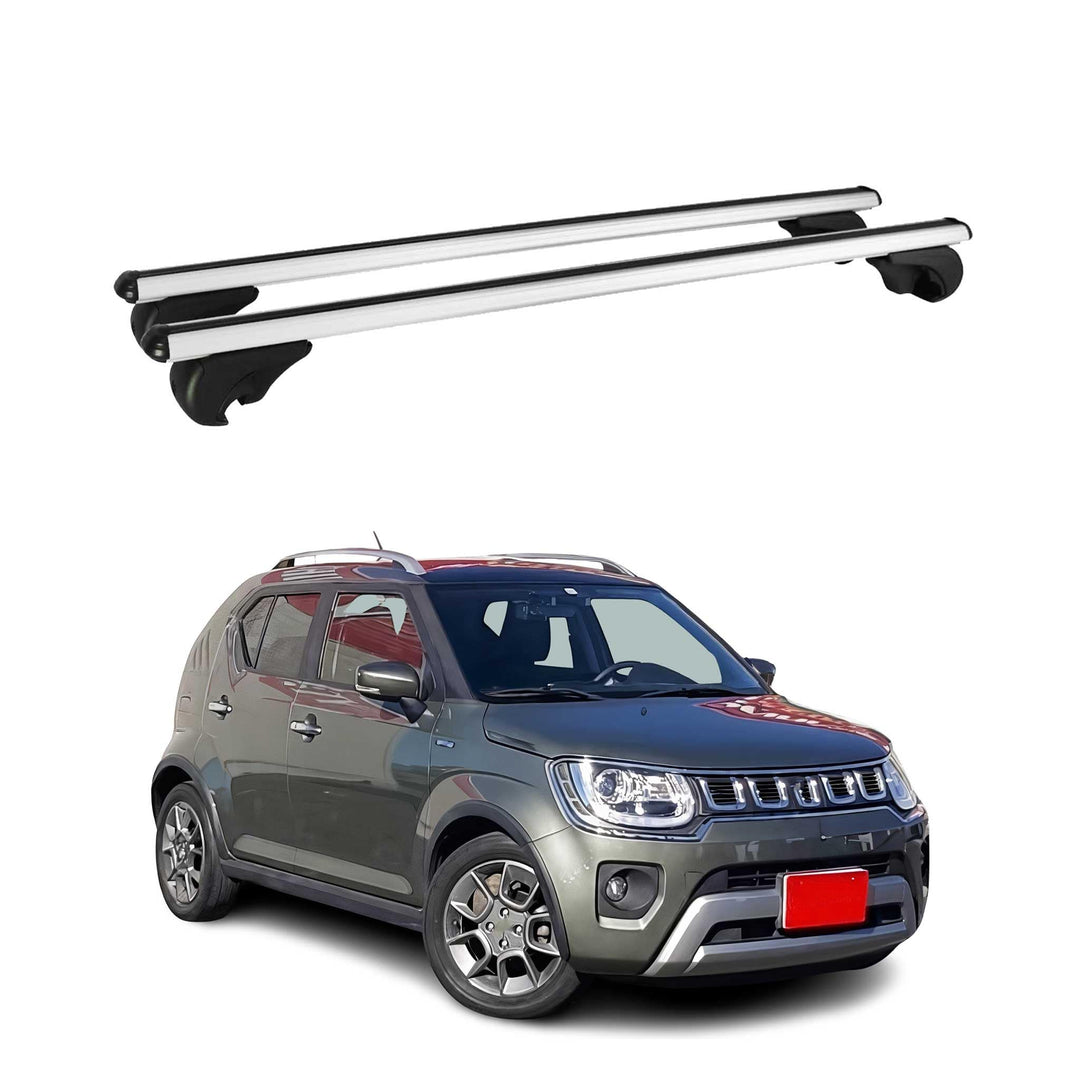 Dachträger Gepäckträger kompatibel mit Suzuki Ignis 2016-2023 Silber 2 TLG, Silber