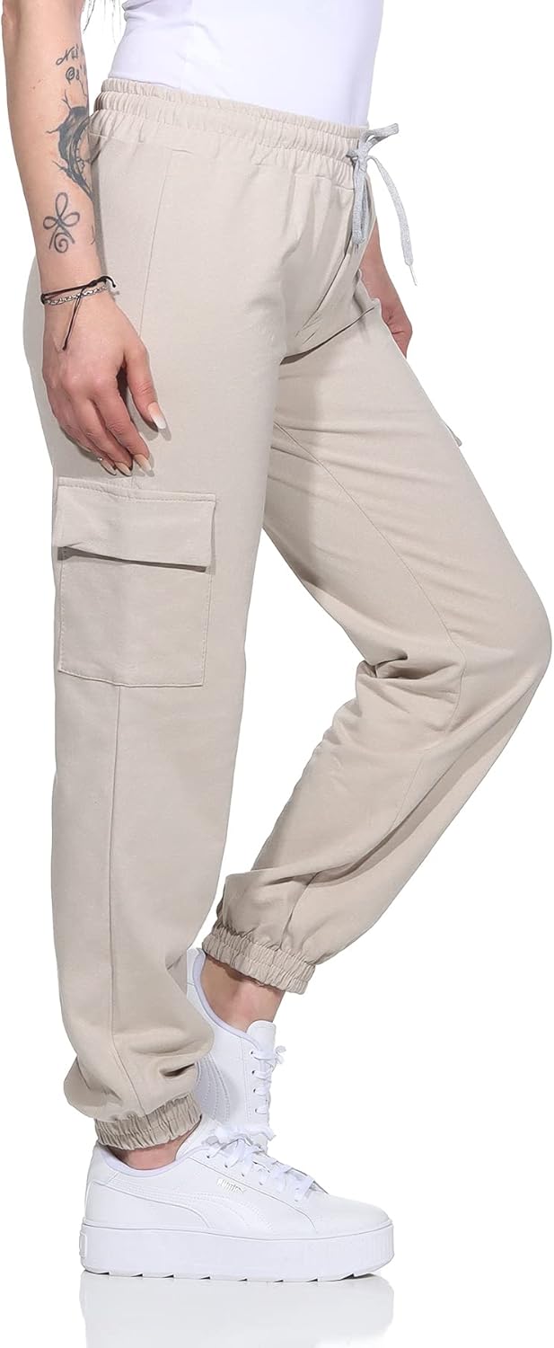 ZARMEXX Damen Baumwoll Freizeithose Cargohose Jogginghose Sport Jogger Ladies Pants mit elastischem