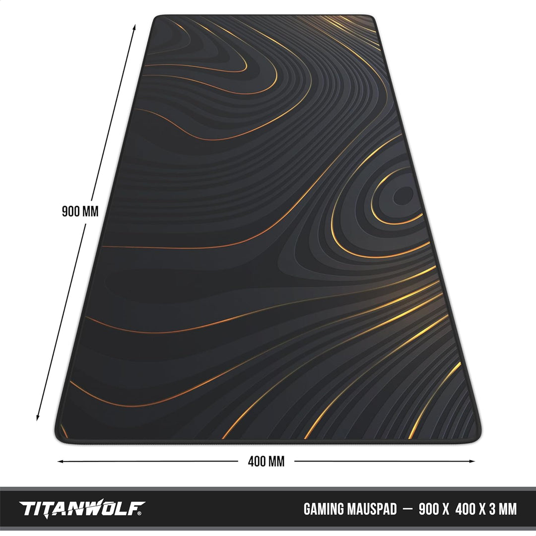 TITANWOLF - XXL Speed Gaming Mauspad 900 x 400mm - XXL Mousepad - Tischunterlage Large Size - verbes