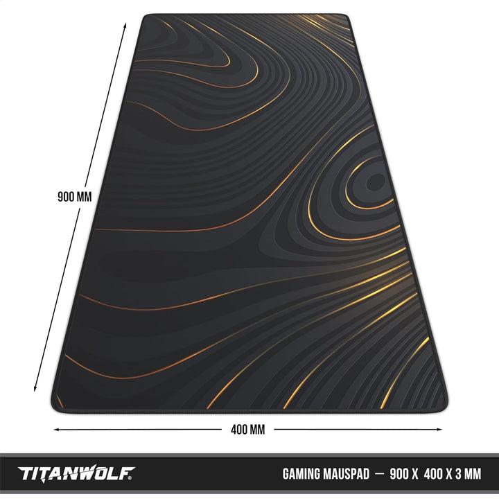 TITANWOLF - XXL Speed Gaming Mauspad 900 x 400mm - XXL Mousepad - Tischunterlage Large Size - verbes