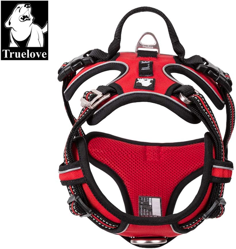 True Love Hundegeschirr, kein Ziehen, verstellbar, reflektierend, weiches Nylon, für kleine und gros