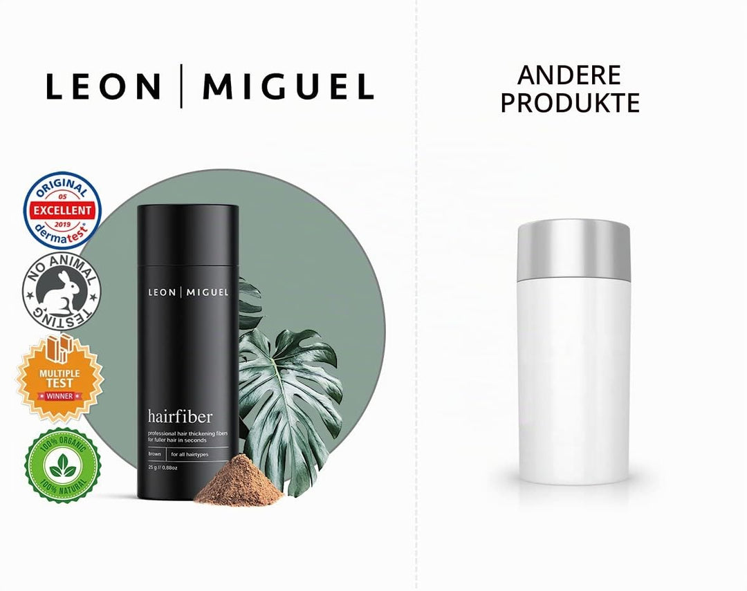 LEON MIGUEL Hair Fiber - Haarverdichtung - Premium Streuhaar/Schütthaar mit Soforteffekt bei Geheimr