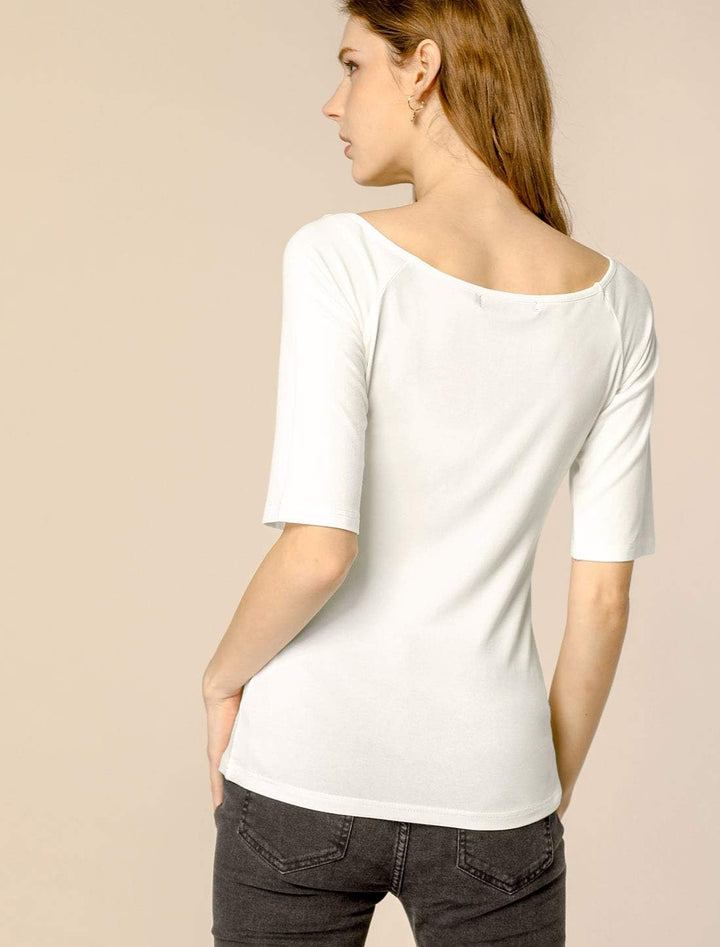 Allegra K Damen Basic Tee Bluse XS Beige, XS Beige