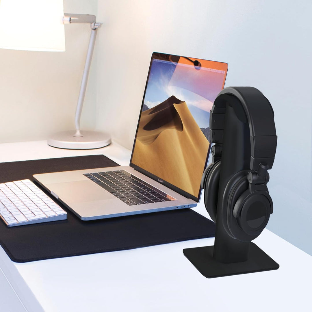 Kanto H2 Desktop Headphone Stand | Supports 10 kg | Curved Silicone Design Prevents Indents | Black,