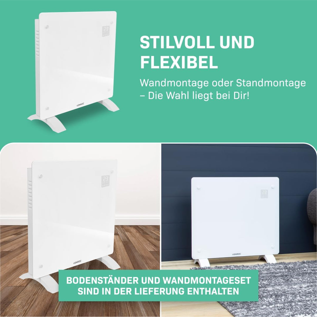 VONROC Elektroheizung, Konvektor-Heizung - Energiesparende elektrische Heizung bis 12m2 - Wand-/Bode
