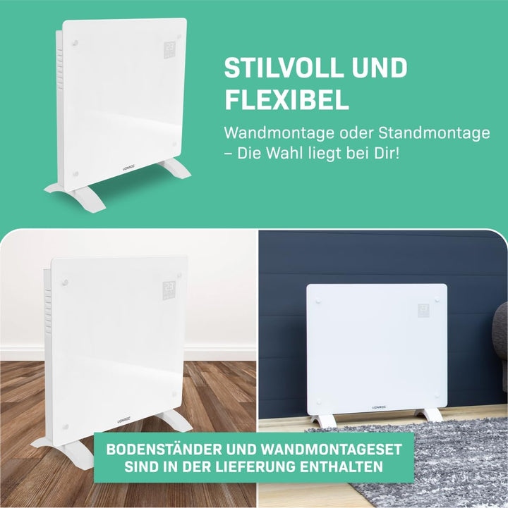 VONROC Elektroheizung, Konvektor-Heizung - Energiesparende elektrische Heizung bis 12m2 - Wand-/Bode