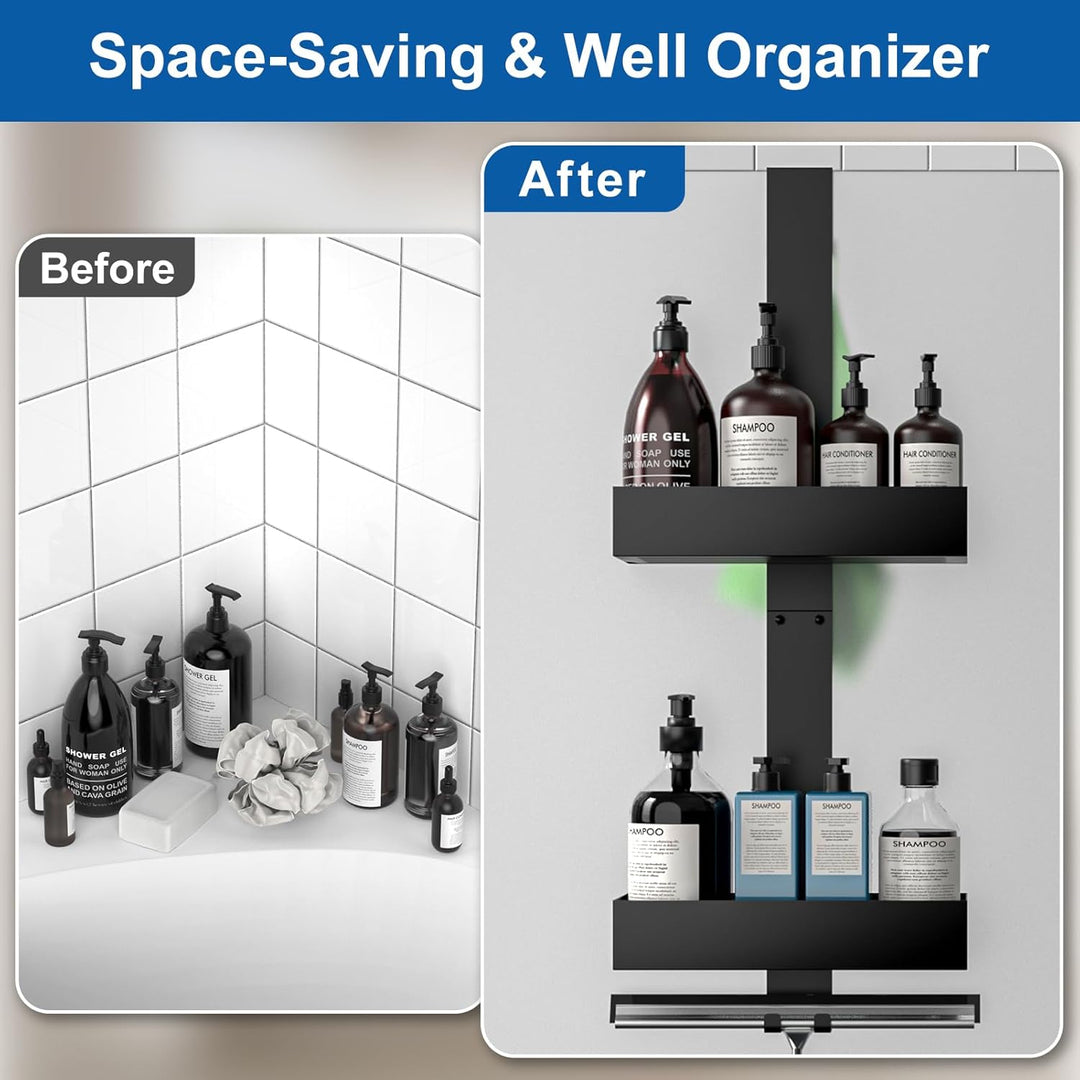 Diwoker Duschablage zum Hängen, Duschregal Ohne Bohren für Rahmenlos Glastür, Badezimmer Organizer S
