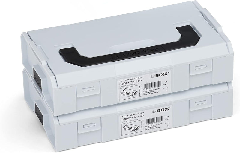 Bosch Sortimo L-Boxx Mini 2St. grau im Set/Deckel grau - innovatives Transportsystem 2 Grau, 2 Grau