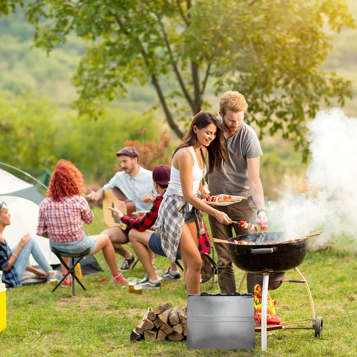 Relaxdays Ascheeimer eckig, Aschekasten mit Deckel, 15 l, verzinkter Stahl, Aschebehälter für Kamin,