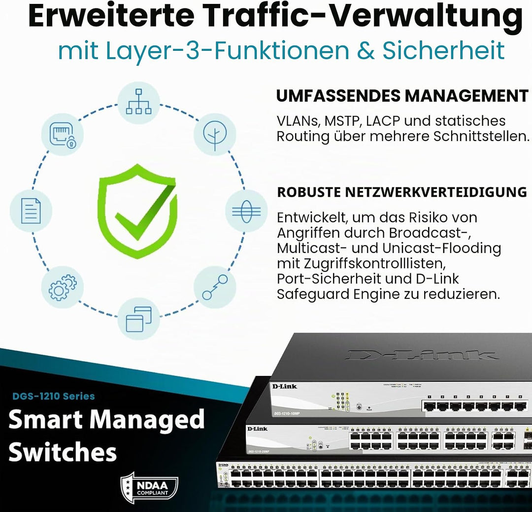 D-Link DGS-1210-10 10-Port Gigabit Smart Switch (8 x 10/100/1000 Mbit/s Base-T-Ports, 2 x 100/1000 M