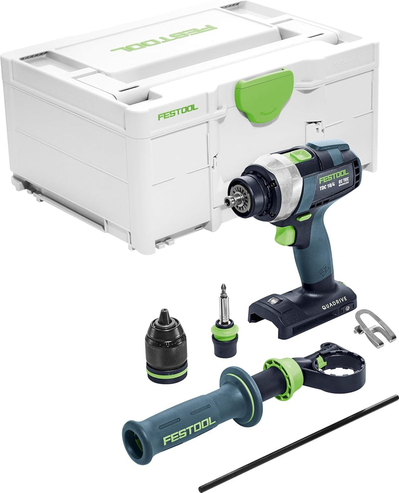 Festool Akku-Bohrschrauber TDC 18/4 I-Basic QUADRIVE (mit Werkzeugfutter, Magnet-Bithalter, FastFix