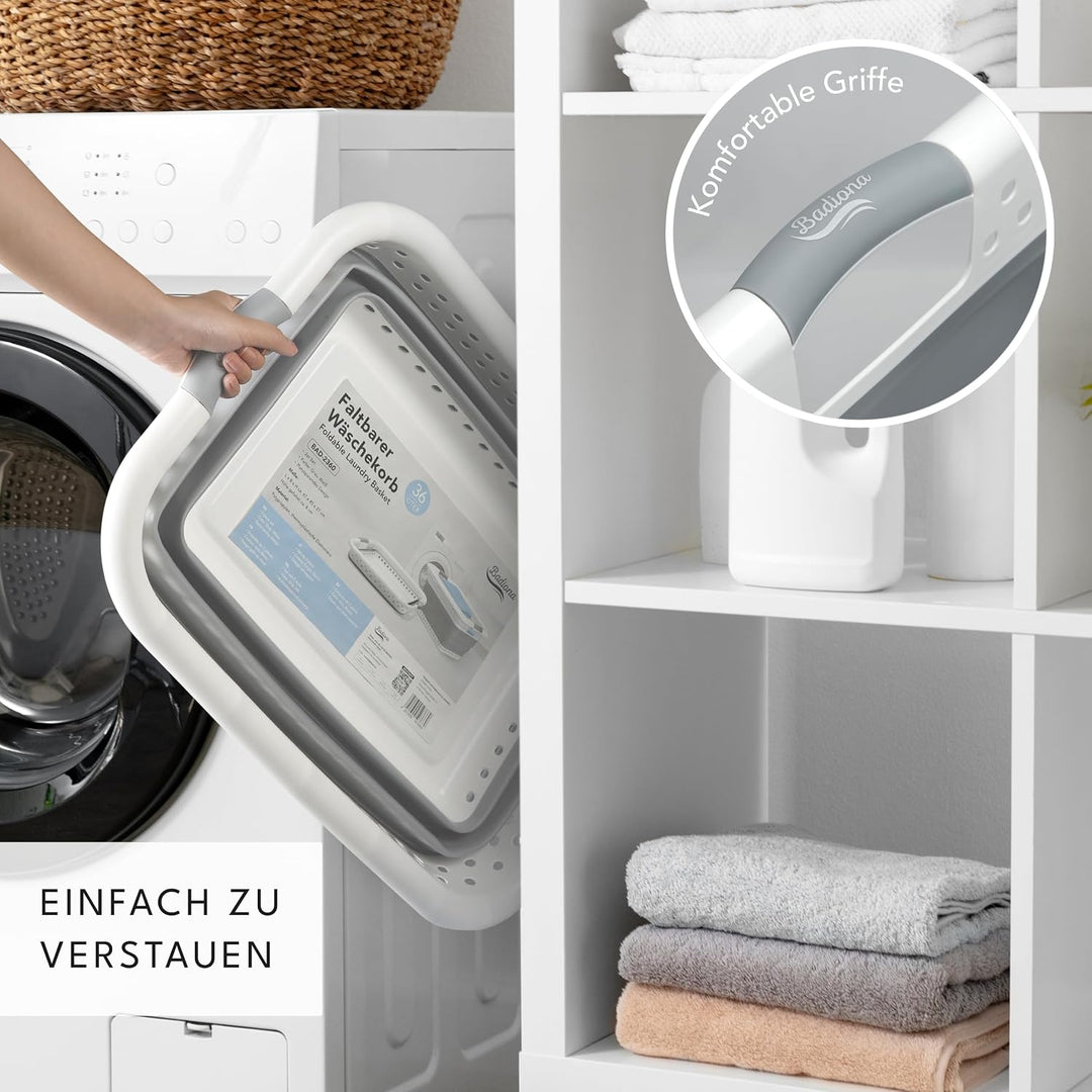 BUNDLE Wäschekorb faltbar 2er Set + WC Bürste Silikon Edelstahl