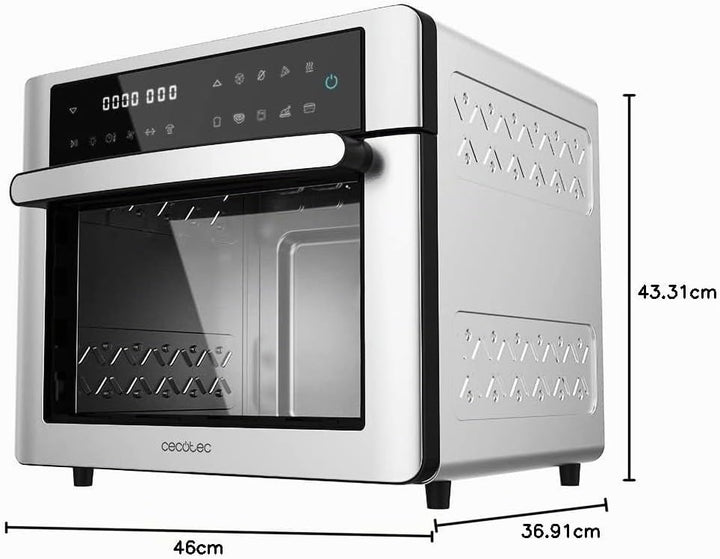 Cecotec Heissluftfritteuse Ofen Bake&Fry 3000 Touch Steel. 1600 W, 30 Liter, Konvektion, Touchscreen