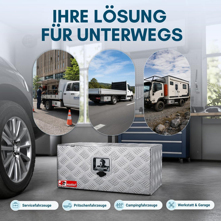 Unterbaubox aus Alu Anhängerkiste Staubox leicht abschliessbar 30l Gurtkiste Staukasten Werkzeugkist