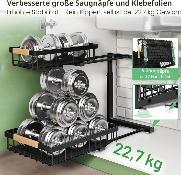 Kitstorack Metall Spülschrank Organizer, 1 Stück Unter Waschbecken Regal Organizer, 2-stufig Herausg