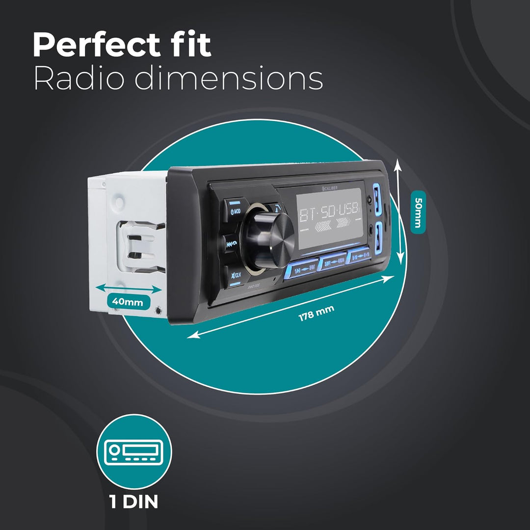 Caliber Autoradio Bluetooth 1DIN, DAB+/FM Tuner, 4x55W, USB/Micro SD, 2.1A Ladefunktion, Aux-in, Fre