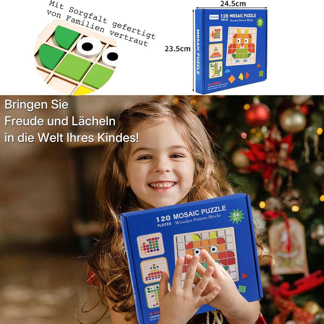 Montessori Spielzeug ab 3 4 5 6 Jahre, Mosaik Puzzle, Kinderspielzeug ab 3 Jahre, Spiele ab 3 Jahren