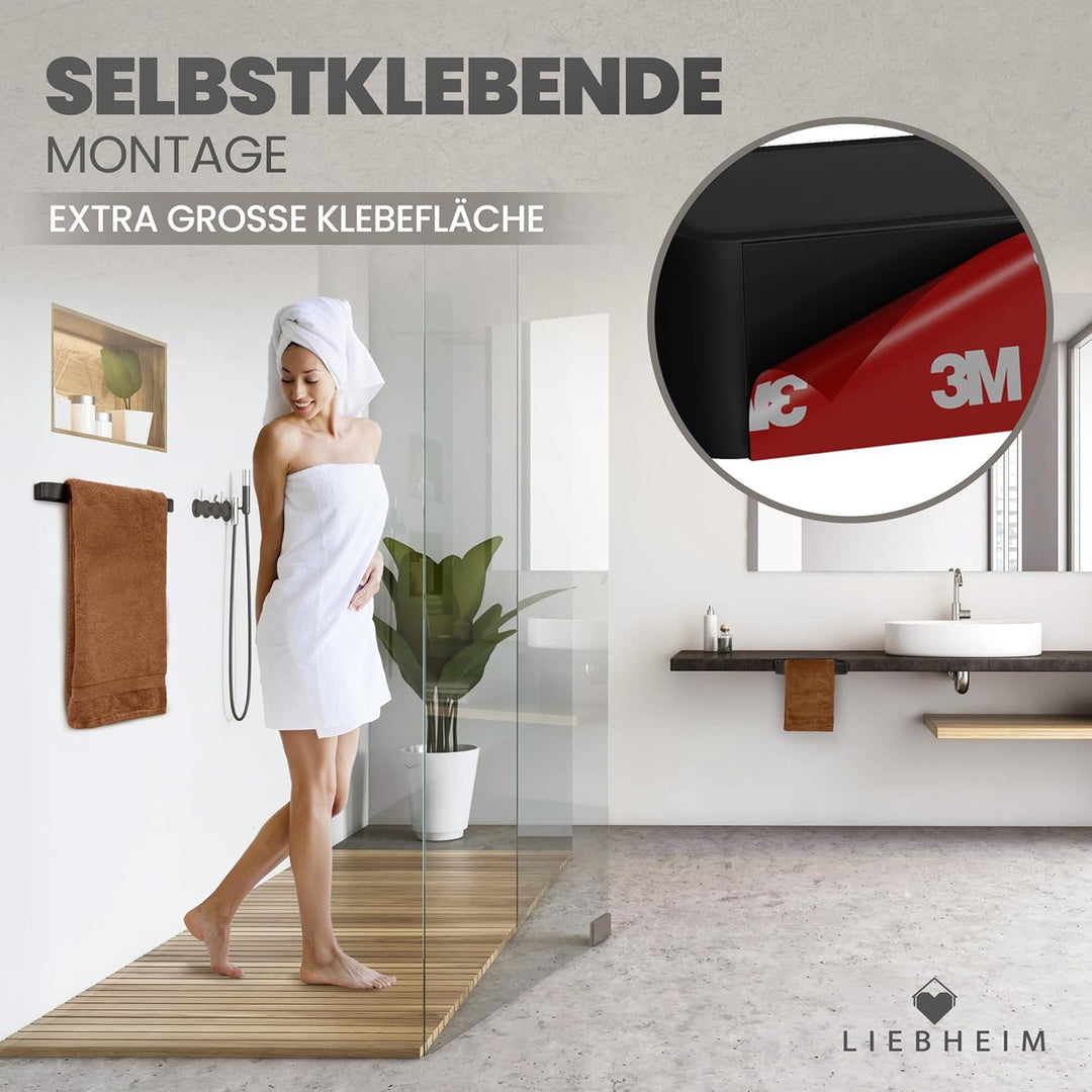 LIEBHEIM Handtuchhalter ohne Bohren - 3M Montage Klebeband & extra grosse Klebefläche - Handtuchstan