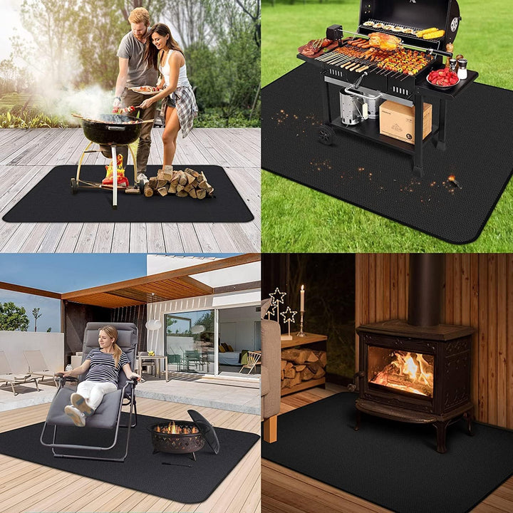 UBeesize Grillmatte Bodenschutz,122x178cm Feuerfeste Unterlage,Kaminmatte Grillteppich Bodenschutzma