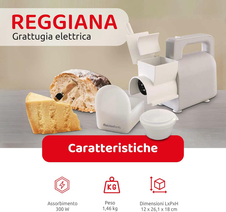 Melchioni Family | Elektrische Reibe Reggiana mit verschliessbarem Käsebehälter