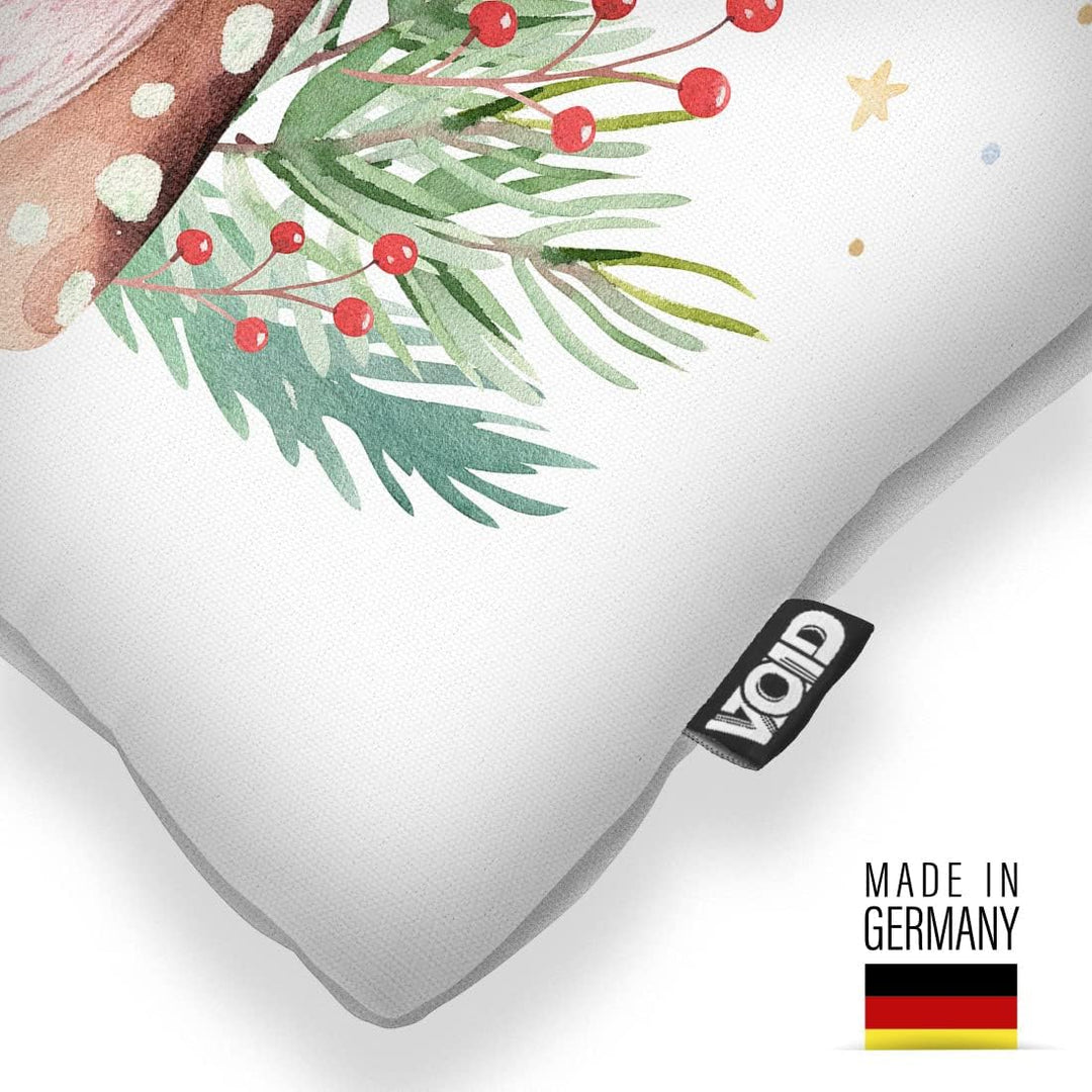 VOID REH Nikolaus Mütze Kissenbezug Kissenhülle Sofakissen Kissen Deko Weihnachten Winter Weihnachts