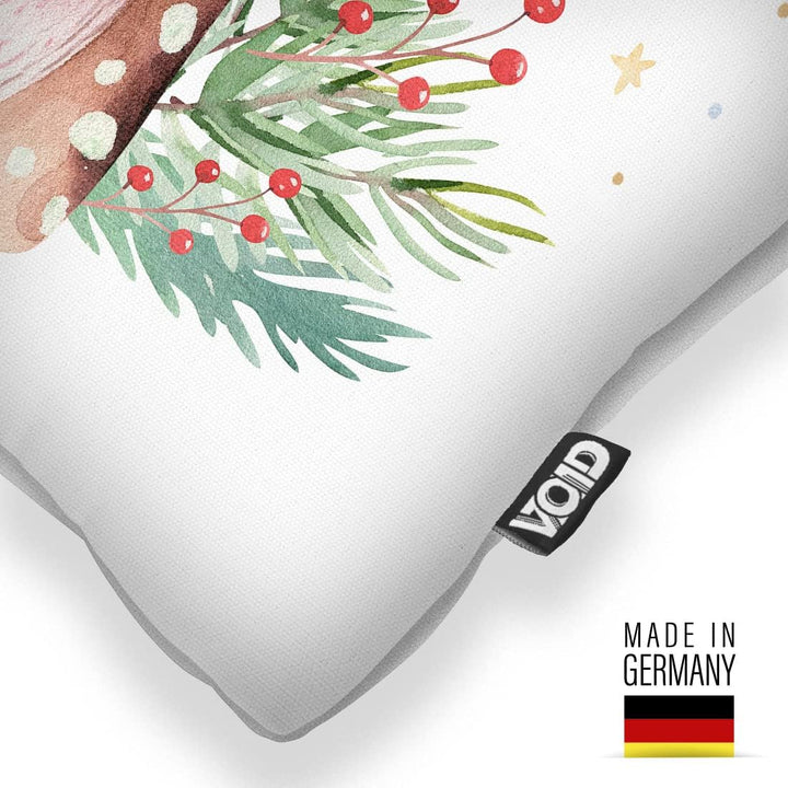 VOID REH Nikolaus Mütze Kissenbezug Kissenhülle Sofakissen Kissen Deko Weihnachten Winter Weihnachts