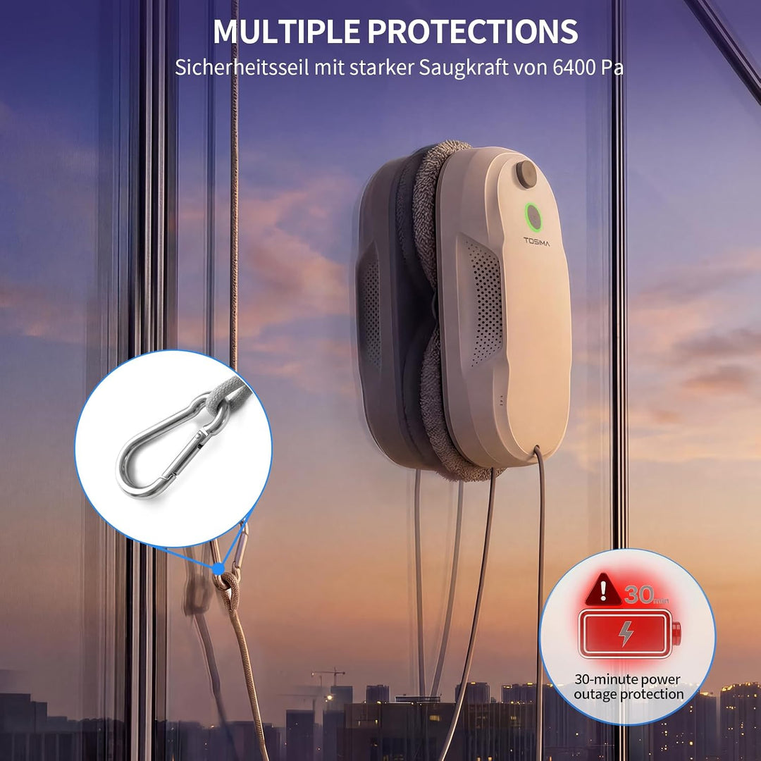 Tosima W5 6400 Pa Fensterputzroboter mit Sprühfunktion (Fernbedienung und 20-Zoll-Düsen)
