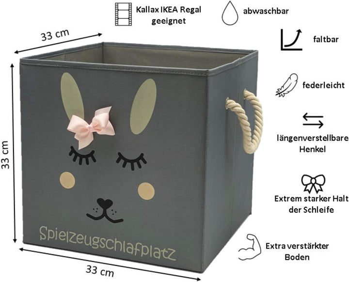 Hase Aufbewahrungsbox grau für Kinder, Baby Aufbewahrungskorb, schöne praktische Spielzeugkiste für