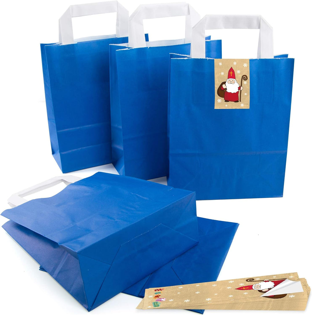 Logbuch-Verlag 50 kleine blaue Papiertaschen mit Henkel 18 x 8 x 22 cm Geschenktasche Kunden Geschen