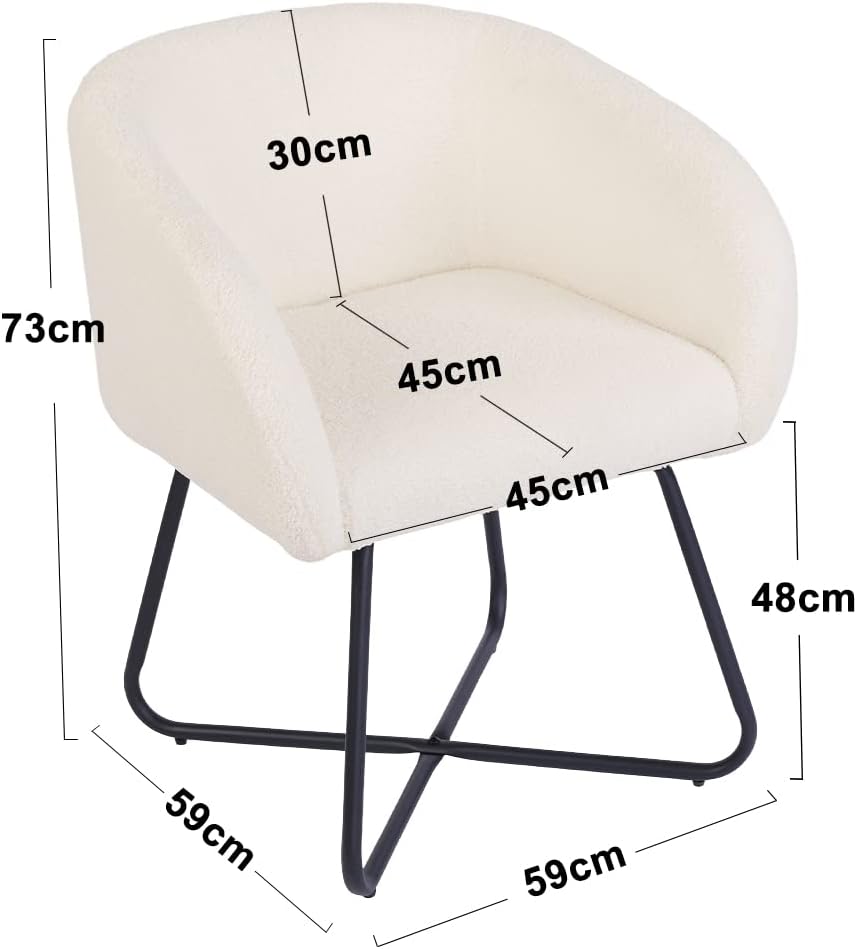 Mingone Sessel Kleine Loungesessel Cocktailsessel Modern Lammwolle Designer Polstersessel mit Schwar