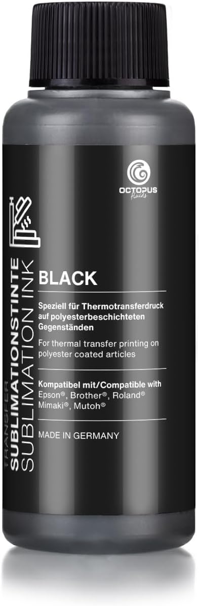 Octopus 500 ml Sublimationstinte black (schwarz) für Textildruck, Transferdruck, Sublimation Ink kom