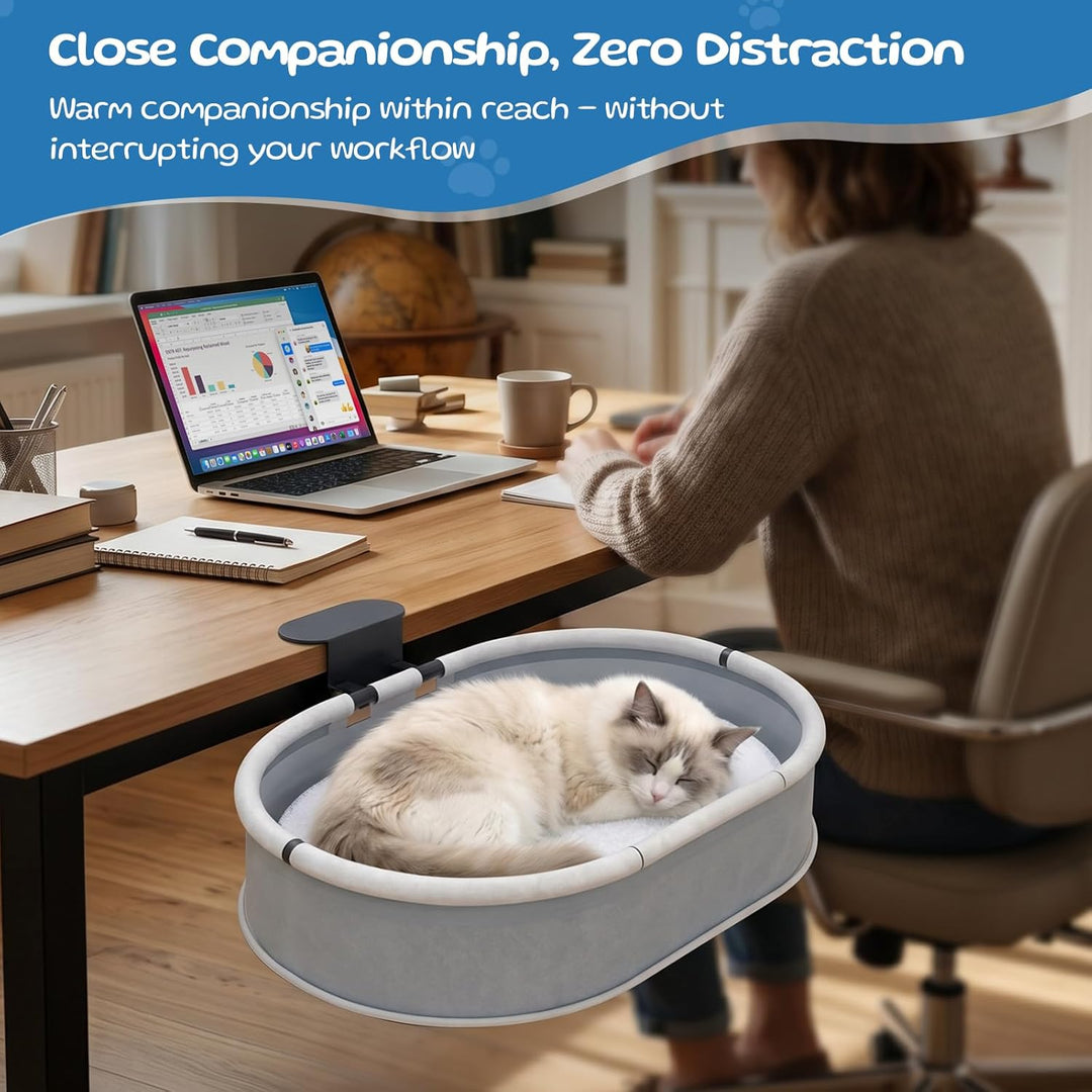 Katzenbett Schreibtisch Katzenkorb bis 27KG - Stabile Cat Desk Bed Befestigung Ohne Bohren - 90° Fol