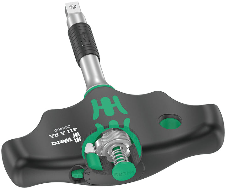 Wera 05023460001 411 A RA Quergriff-Adapterschraubendreher mit Ratschenfunktion, 1/4", 45 mm, Schwar